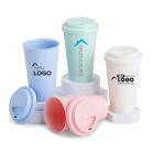 Copo fibra de bambu 450ml personalizado com tampa para brindes sustentáveis