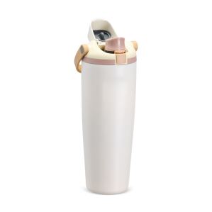 Garrafa térmica inox personalizada com canudo e alça para transporte