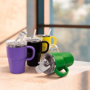 Caneca personalizada com vedação e alça para uso diário