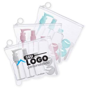 Kit frascos viagem personalizado para brindes corporativos
