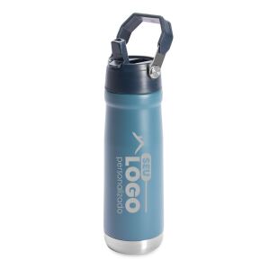 Garrafa térmica 630ml personalizada inox com canudo e bico flexível