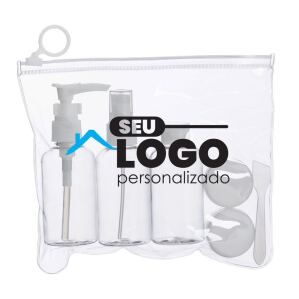 Kit viagem 6 peças personalizado com estojo ziplock
