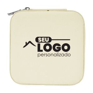 Porta-joias personalizado em couro sintético compacto