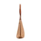Bolsa promocional de palha com detalhes em couro sintético