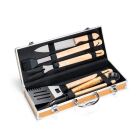 Kit churrasco personalizado com utensílios em inox e madeira